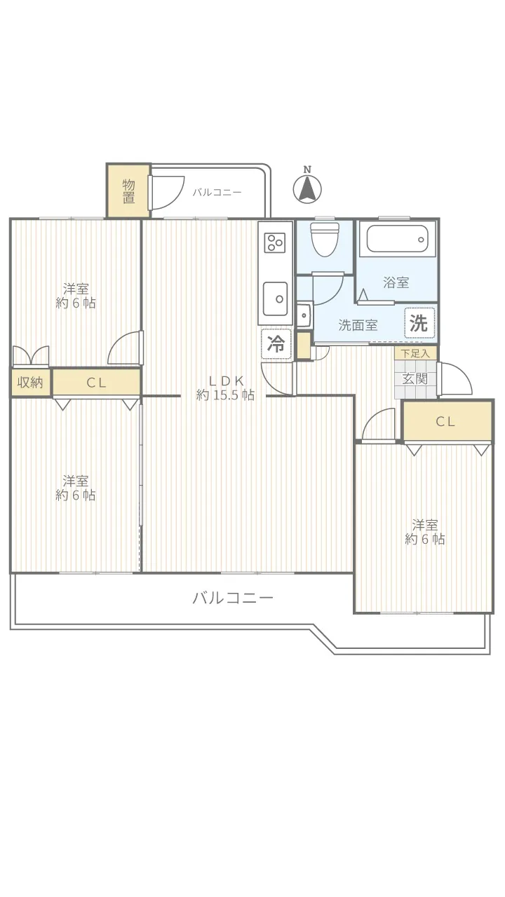 グリーンハイムいずみ野21号棟504号室間取り図