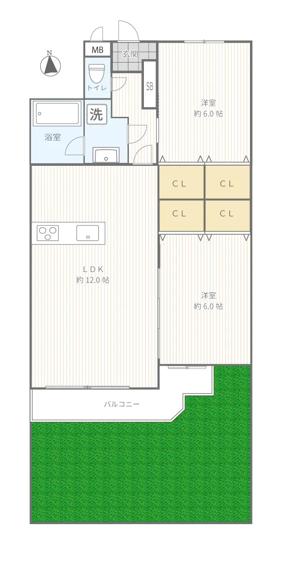 ドルミ中山E棟102号室間取図