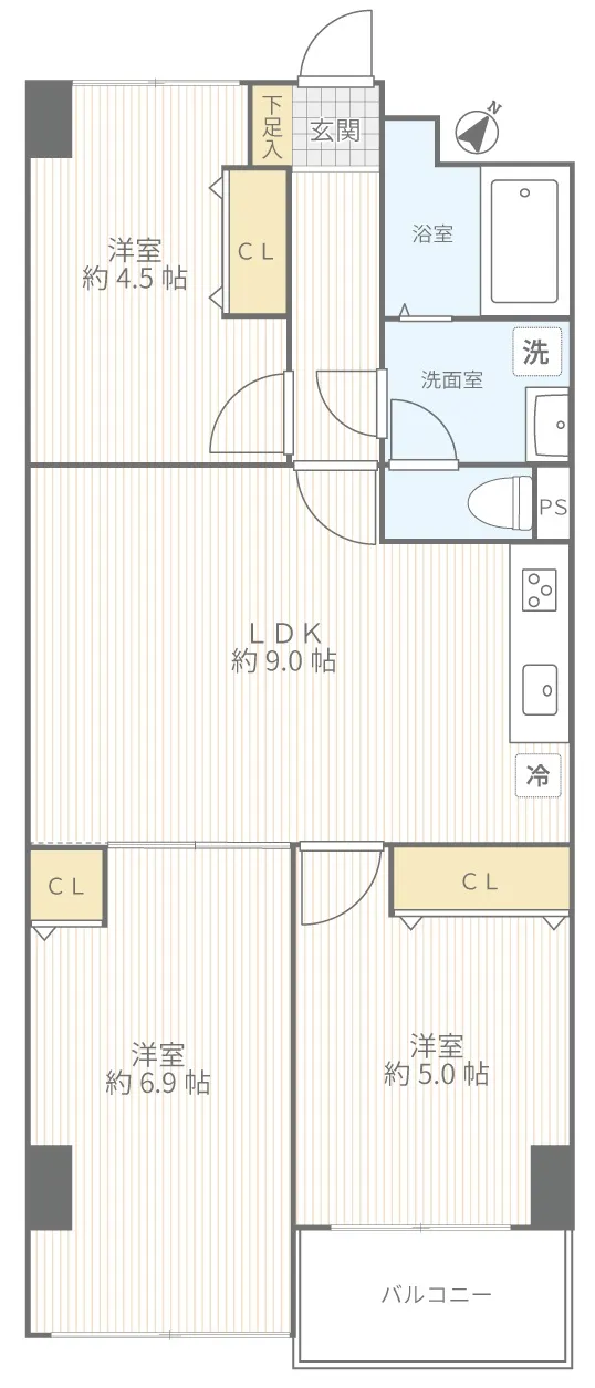 ブランシール横須賀中央803号室間取り図