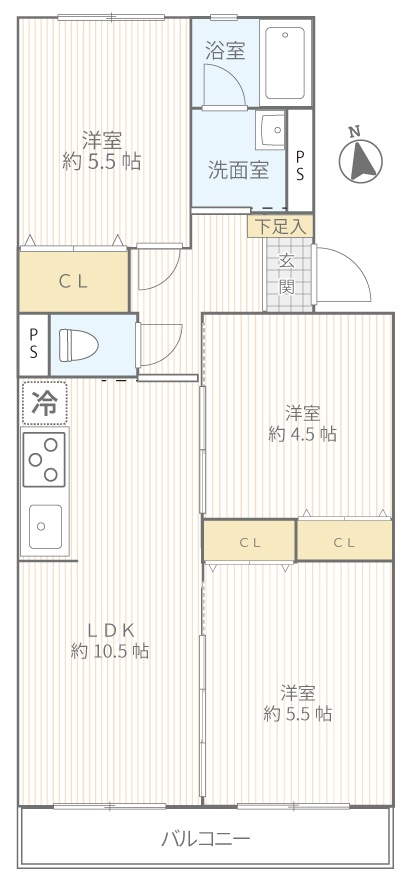 ルックハイツ鴨居505号室間取図