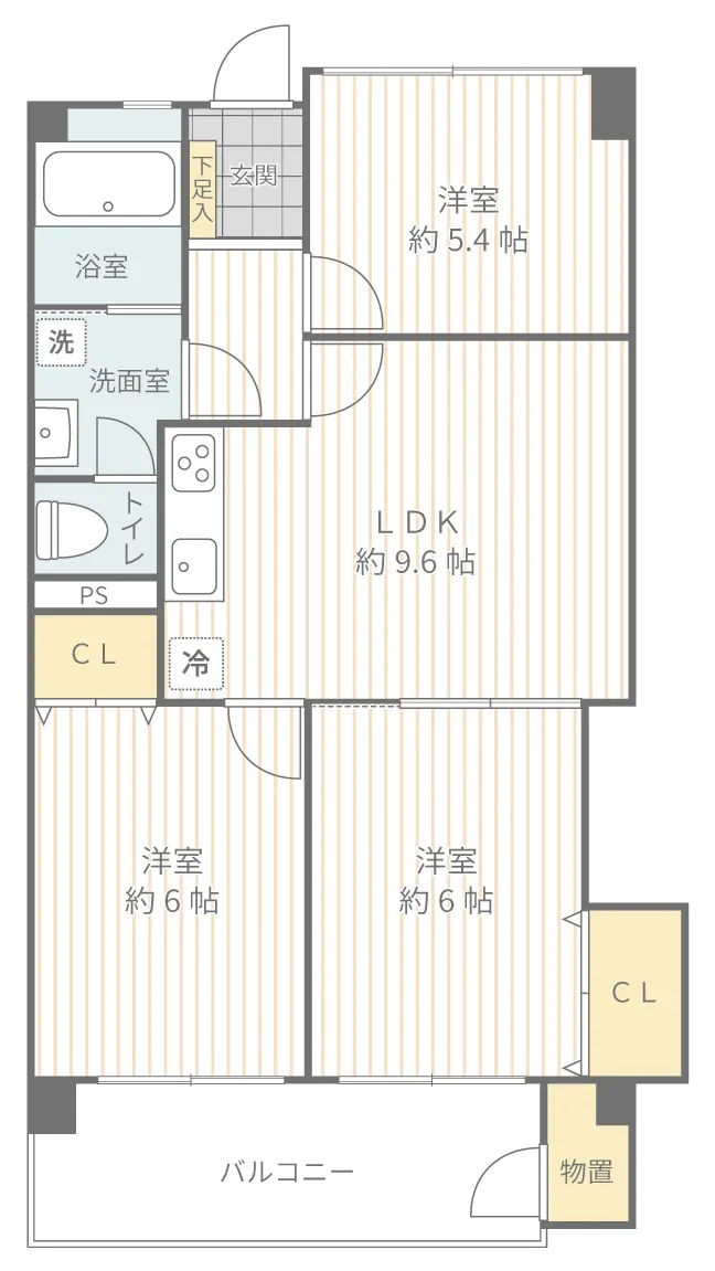 三ツ境グリーンハイム2号棟111号室間取図