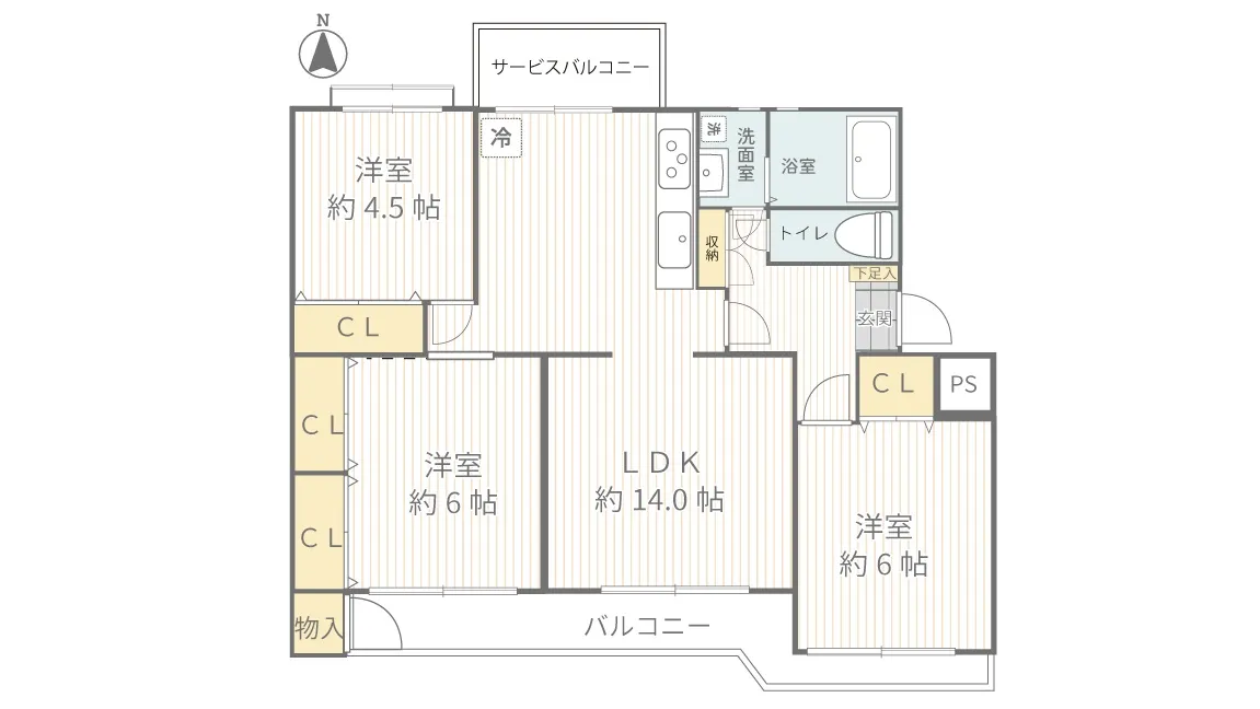 宮前平グリーンハイツ１３号棟_302号室間取図