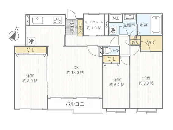 パークサイドヒル横浜磯子206号室間取図